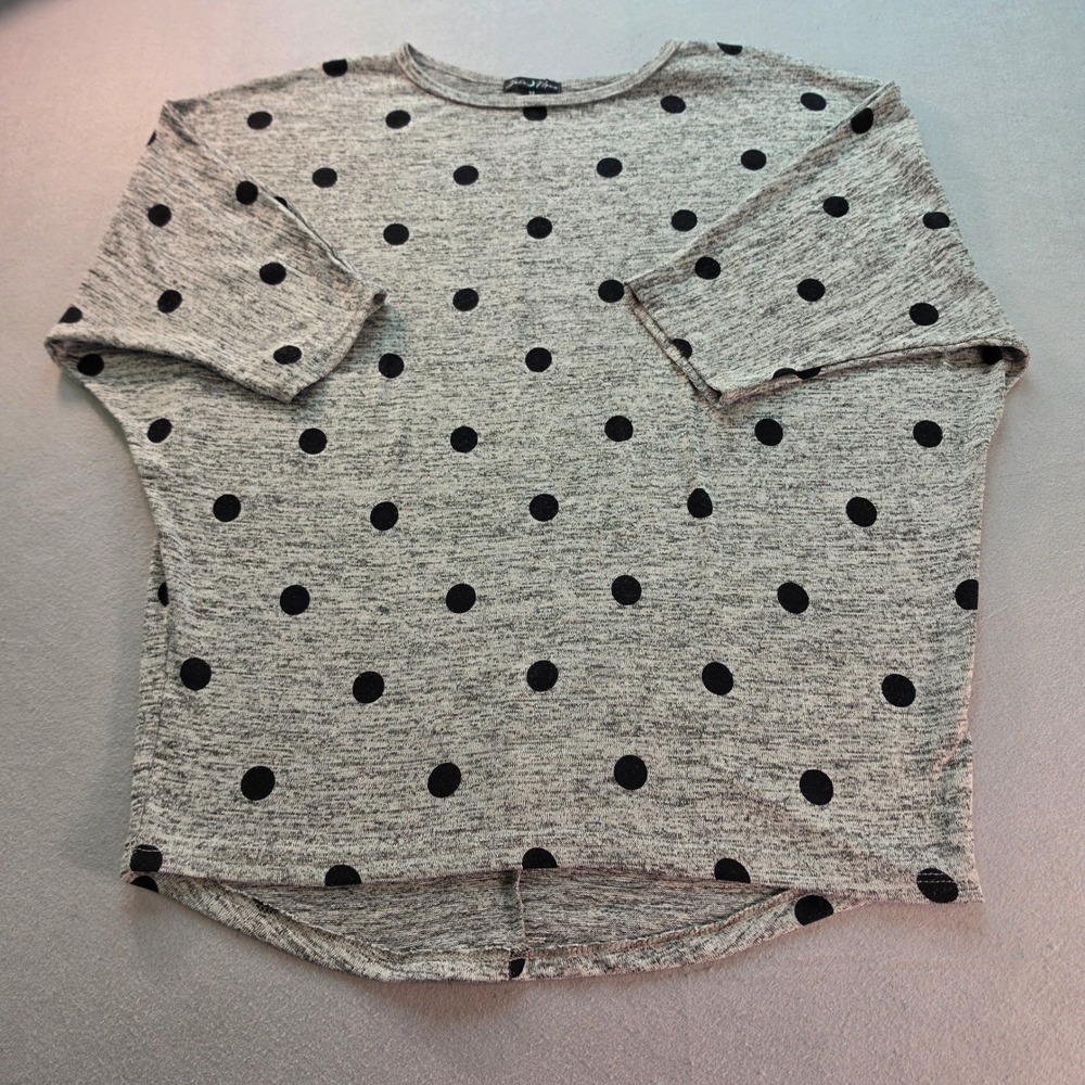 Jade Moon Womens Gray Polka Dot Dolman Sleeve Knit Top Blouse Classic Casual | M